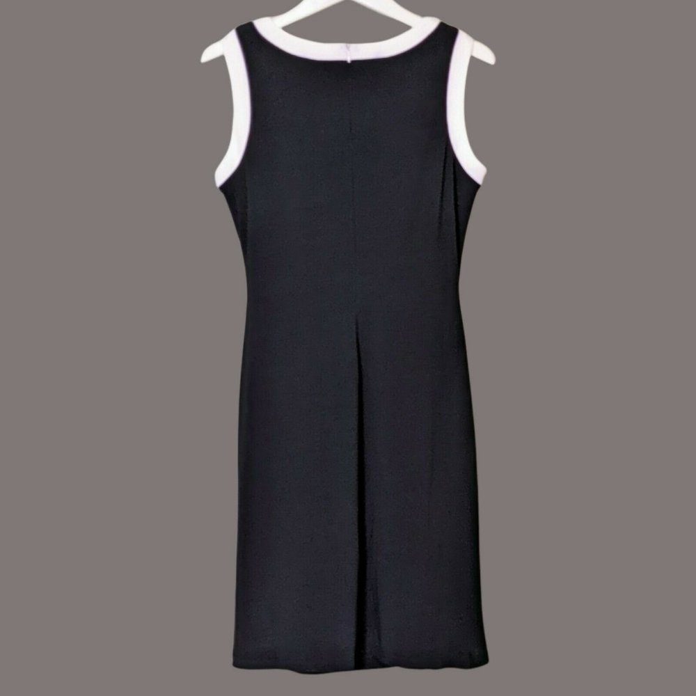 Chaps Pencil Dress Sleeveless Black And White With Accent Career Women Size Med - Picture 2 of 8